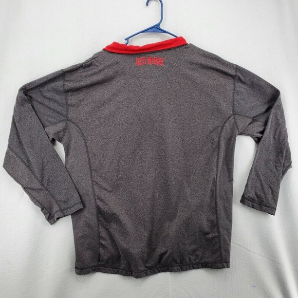 Redwings Hockey Shirt Gray Pullover Pockets Men?s Size Large 1/4 Zip - Picture 8 of 12